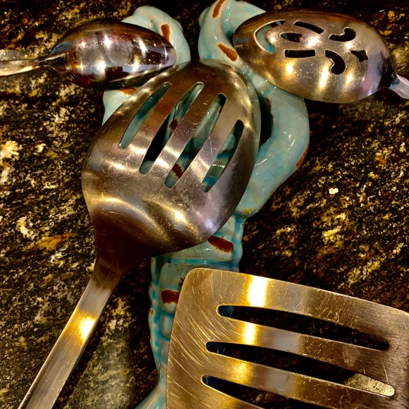 Lobster Mud Pi Spoon Rest Plate Ceramc Blue Brown - Picture 7 of 8